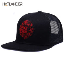 Load image into Gallery viewer, Original black boys,girls summer sun hats embroidery lion mesh snapbacks hip hop bone trucker hat