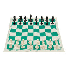 Load image into Gallery viewer, Traveling Portable Chess Traditional Chessboard Set for Tournament Club with Green Roll-up Board + Plastic Bag Chess Game